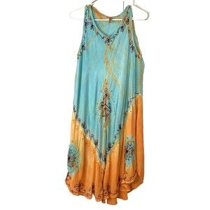 Rebel Love Popover Gauze Dress Free Size Rayon Beachy Resort Wear